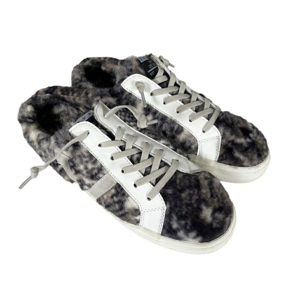 Vintage Havana Snuggle Faux Fur Mule Clog Snake Print Slip On Sneakers Sz 9